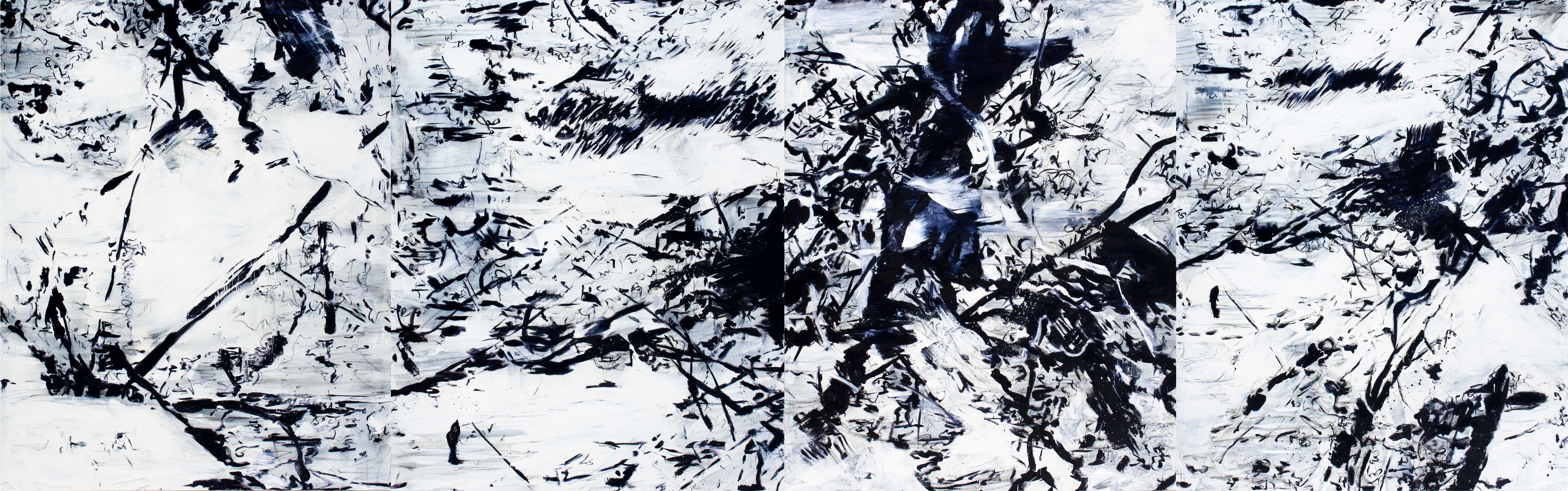 Olea Nova, untitled painting, 2013, oil on canvas, four panels